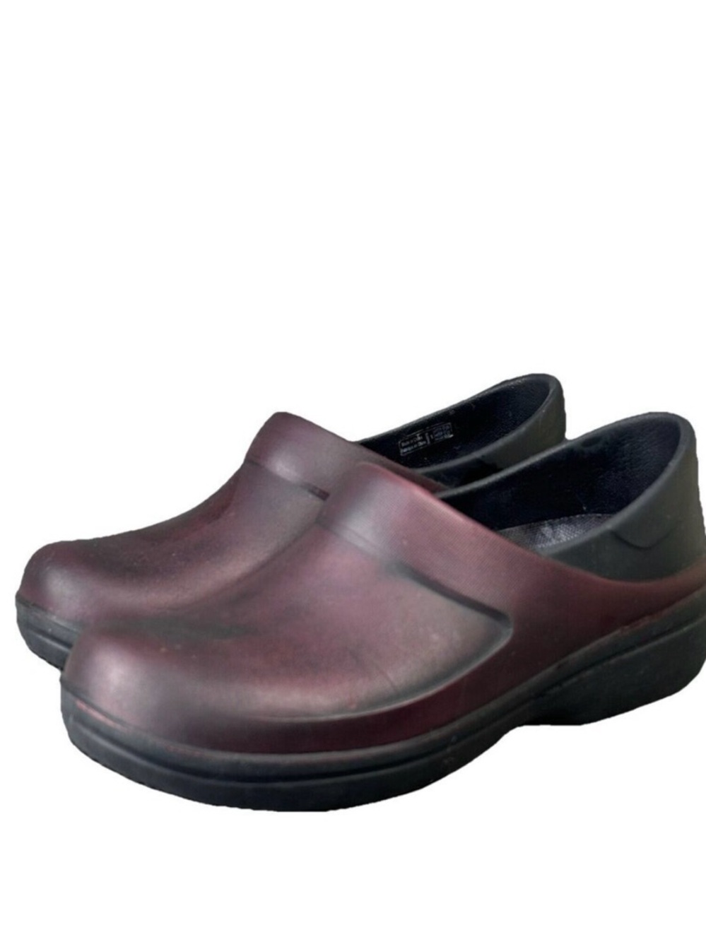 CROCS Clogs Shoes Women's Sz 8 Black & Burgundy Neria Pro II Dual Distressed